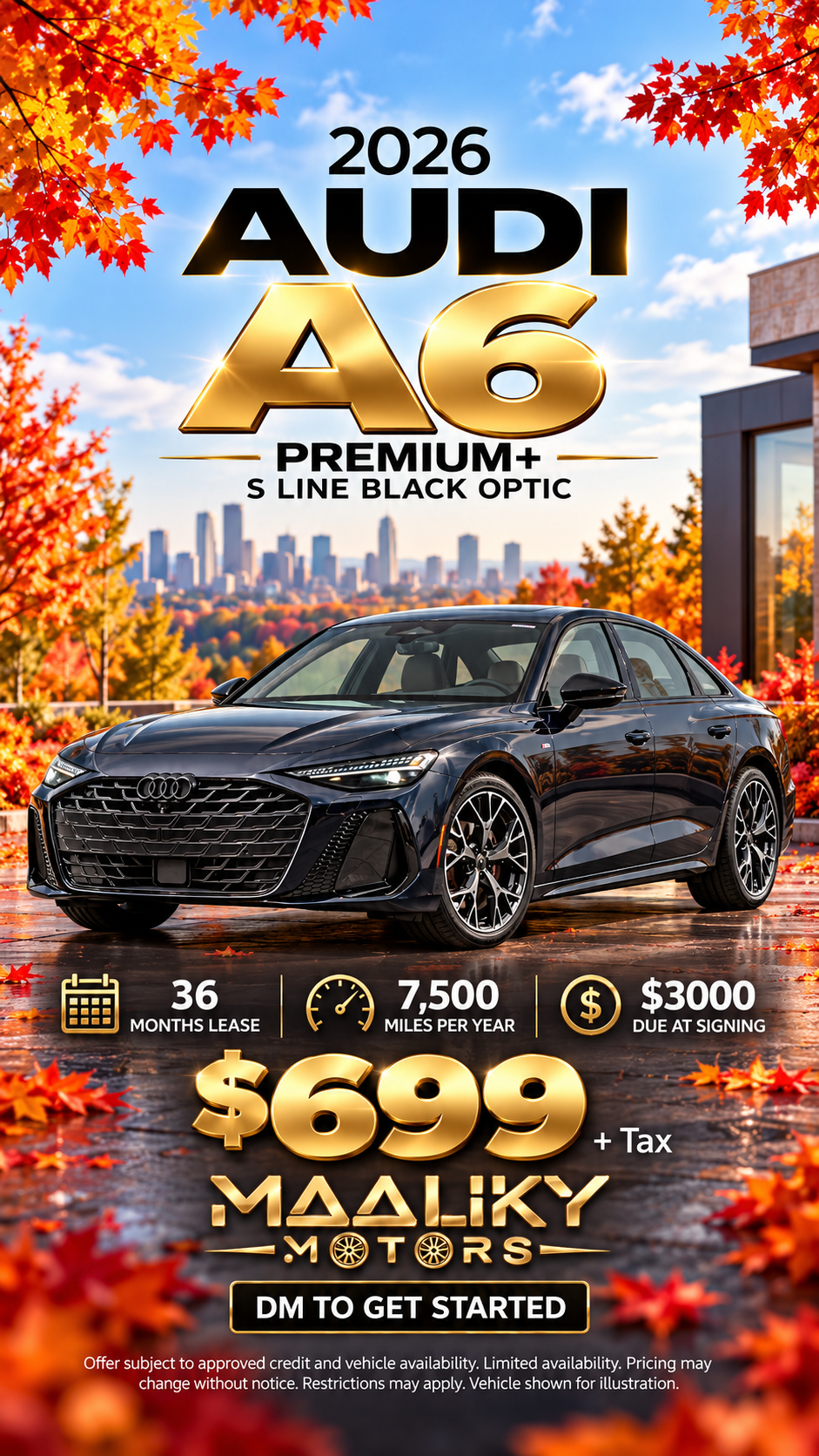 2026 Audi A6 Premium+ S Line Black Optic lease deal