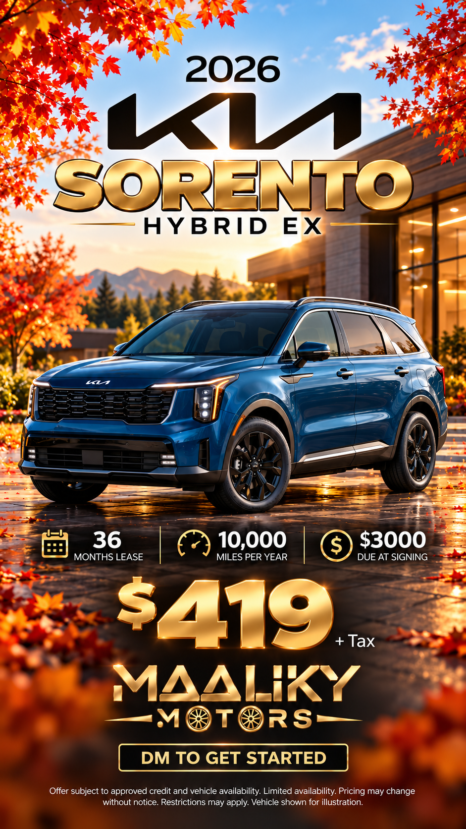 2026 Kia Sorento Hybrid EX lease deal
