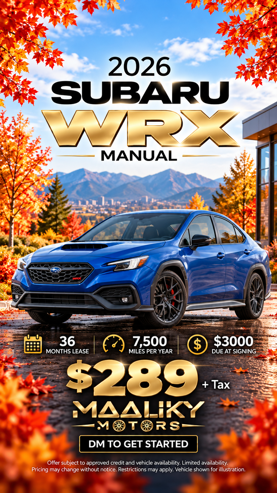2026 Subaru WRX Manual lease deal